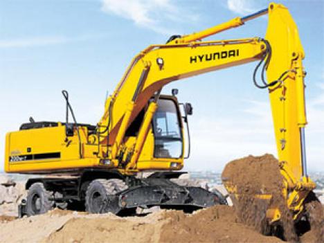 Аренда экскаватор на пневмоходу - Hyundai 200W-7, ковш 1,2ку